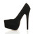 Left side view of Black Suede High Heel Pointed Platform Court Shoes