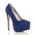 Front right side view of Cobalt Blue Suede High Heel Pointed Platform Court Shoes