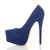 Left side view of Cobalt Blue Suede High Heel Pointed Platform Court Shoes