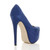 Back right side view of Cobalt Blue Suede High Heel Pointed Platform Court Shoes