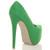 Back right side view of Green Turquoise Suede High Heel Pointed Platform Court Shoes