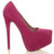 Right side view of Fuchsia Pink Suede High Heel Pointed Platform Court Shoes