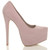 Right side view of Baby Pink Suede High Heel Pointed Platform Court Shoes