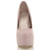 Front view of Baby Pink Suede High Heel Pointed Platform Court Shoes