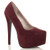 Front right side view of Cherry Suede High Heel Pointed Platform Court Shoes
