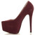 Left side view of Cherry Suede High Heel Pointed Platform Court Shoes