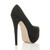 Back right side view of Black Diamond Suede High Heel Pointed Platform Court Shoes