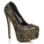Front right side view of Black Gold High Heel Pointed Platform Court Shoes