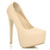Front right side view of Nude PU High Heel Pointed Platform Court Shoes