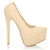 Right side view of Nude PU High Heel Pointed Platform Court Shoes
