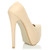 Back right side view of Nude PU High Heel Pointed Platform Court Shoes