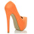 Back right side view of Orange PU High Heel Pointed Platform Court Shoes