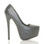 Right side view of Black Multi Glitter High Heel Pointed Platform Court Shoes