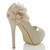 Back right side view of Champagne Satin High Heel Flower Platform Peep Toe Court Shoes