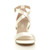 Front view of Ivory Satin Mid Block Heel Cross Strap Party Strappy Sandals