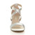 Front view of Silver Satin Mid Block Heel Cross Strap Party Strappy Sandals