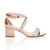 Right side view of Rose Gold Diamante PU Mid Block Heel Cross Strap Party Strappy Sandals