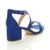 Back right side view of Cobalt Blue Suede Mid Block Heel Cross Strap Party Strappy Sandals