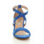 Front view of Cobalt Blue Suede Mid Block Heel Cross Strap Party Strappy Sandals