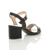 Back right side view of Black PU Mid Block Heel Ankle Strap Barely There Sandals Back right side view of Black PU Mid Block Heel Ankle Strap Barely There Sandals