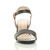Front view of Black PU Mid Block Heel Ankle Strap Barely There Sandals Front view of Black PU Mid Block Heel Ankle Strap Barely There Sandals
