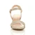 Front view of Champagne Gold Glitter Mid Block Heel Ankle Strap Barely There Sandals Front view of Champagne Gold Glitter Mid Block Heel Ankle Strap Barely There Sandals