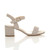 Right side view of Grey Suede Mid Block Heel Ankle Strap Barely There Sandals Right side view of Grey Suede Mid Block Heel Ankle Strap Barely There Sandals