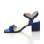 Left side view of Navy Satin Mid Block Heel Ankle Strap Barely There Sandals Left side view of Navy Satin Mid Block Heel Ankle Strap Barely There Sandals