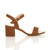 Right side view of Tan PU Mid Block Heel Ankle Strap Barely There Sandals Right side view of Tan PU Mid Block Heel Ankle Strap Barely There Sandals