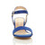 Front view of Cobalt Blue Suede Mid Block Heel Ankle Strap Barely There Sandals Front view of Cobalt Blue Suede Mid Block Heel Ankle Strap Barely There Sandals