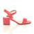 Right side view of Coral Suede Mid Block Heel Ankle Strap Barely There Sandals Right side view of Coral Suede Mid Block Heel Ankle Strap Barely There Sandals