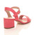 Back right side view of Coral Suede Mid Block Heel Ankle Strap Barely There Sandals Back right side view of Coral Suede Mid Block Heel Ankle Strap Barely There Sandals