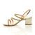 Left side view of Gold PU Mid Block Heel Slingback Strappy Diamante Sandals