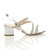 Right side view of Silver PU Mid Block Heel Slingback Strappy Diamante Sandals