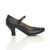 Right side view of Navy PU Mid Heel Mary Jane Heart Cut Out Court Shoes