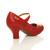 Back right side view of Red PU Mid Heel Mary Jane Heart Cut Out Court Shoes