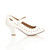 Right side view of White PU Mid Heel Mary Jane Heart Cut Out Court Shoes
