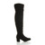 Right side view of Black Suede Mid Heel Ruched Over The Knee Boots