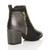 Back right side view of Black PU High Block Heel Metallic Contrast Ankle Boots Back right side view of Black PU High Block Heel Metallic Contrast Ankle Boots