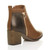 Back right side view of Camel Tan PU High Block Heel Metallic Contrast Ankle Boots Back right side view of Camel Tan PU High Block Heel Metallic Contrast Ankle Boots