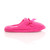 Right side view of Fuchsia Diamante Flat Fleece Fluffy Mules Slippers
