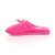 Left side view of Fuchsia Diamante Flat Fleece Fluffy Mules Slippers