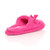 Back right side view of Fuchsia Diamante Flat Fleece Fluffy Mules Slippers