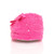 Front view of Fuchsia Diamante Flat Fleece Fluffy Mules Slippers