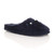 Front right side view of Navy Flat Fleece Fluffy Mules Slippers