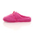 Left side view of Fuchsia Pink Flat Fleece Fluffy Mules Slippers