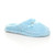 Front right side view of Baby Blue Flat Fleece Fluffy Mules Slippers