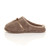 Left side view of Mocha Flat Fleece Fluffy Mules Slippers
