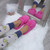 Model wearing Fuchsia Pink Flat Fleece Fluffy Mules Slippers