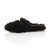 Left side view of Black Flat Fleece Fluffy Mules Slippers